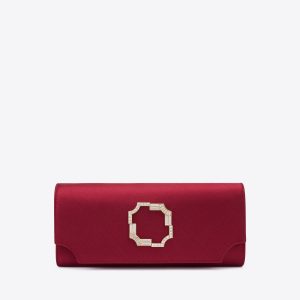 Malone Souliers Vivien Burgundy Satin Wallet on Chain