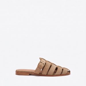 Malone Souliers Theresa Taupe Suede Flat Mules