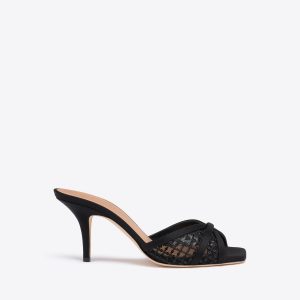 Malone Souliers Perla 70 Black Sequin Mesh Sandals