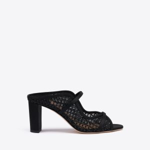 Malone Souliers Norah 70 Black Sequin Mesh Sandals