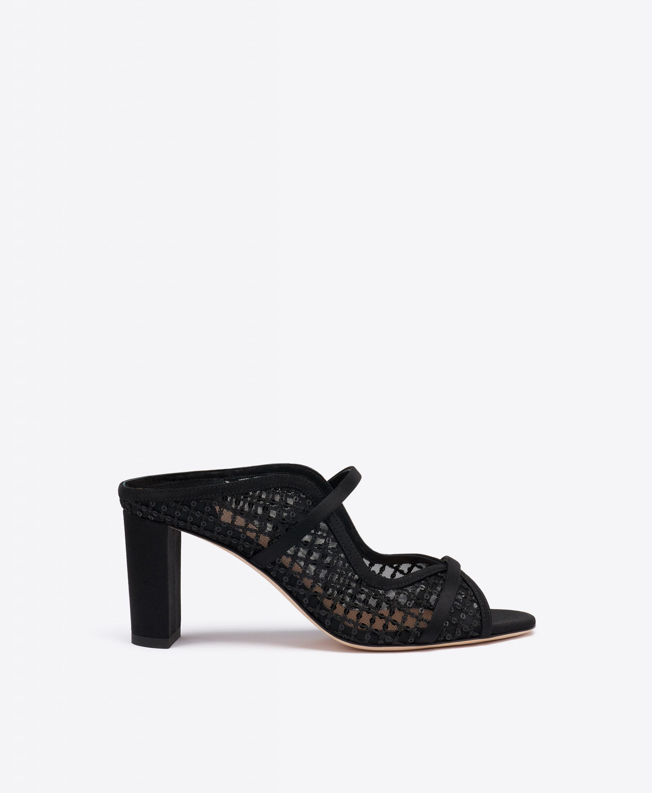 Malone Souliers Norah 70 Black Sequin Mesh Sandals