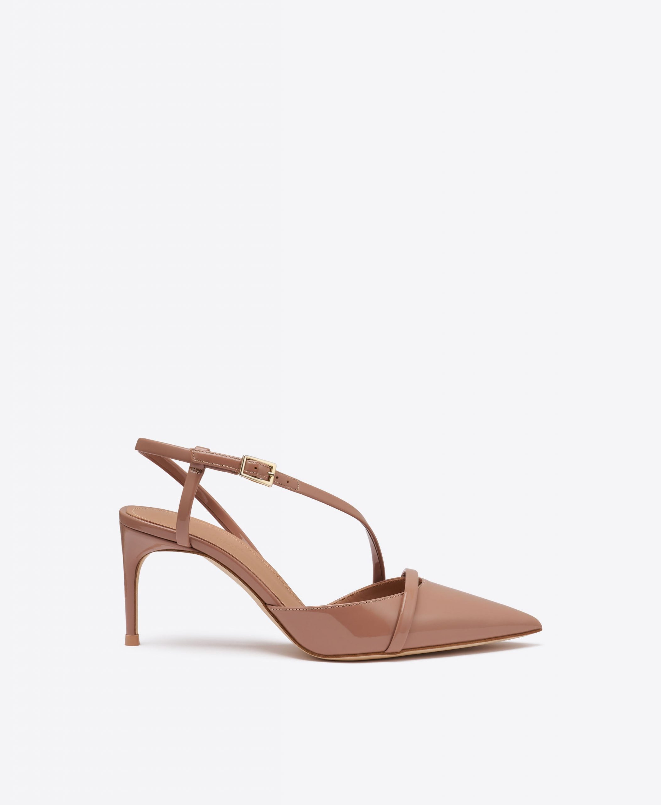 Malone Souliers Valeria 70 Beige Patent Slingback Pumps