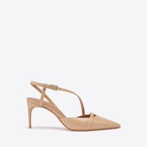 Malone Souliers Valeria 70 Buff Patent Slingbacks
