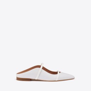 Malone Souliers Maureen White Leather Flat Mules