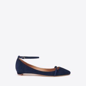 Malone Souliers Mary Blue Suede Flat Pumps