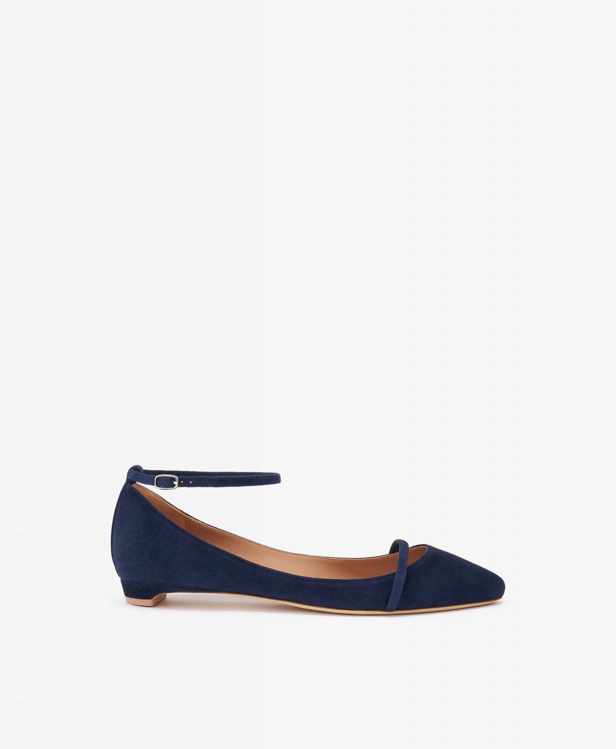 Malone Souliers Mary Blue Suede Flat Pumps