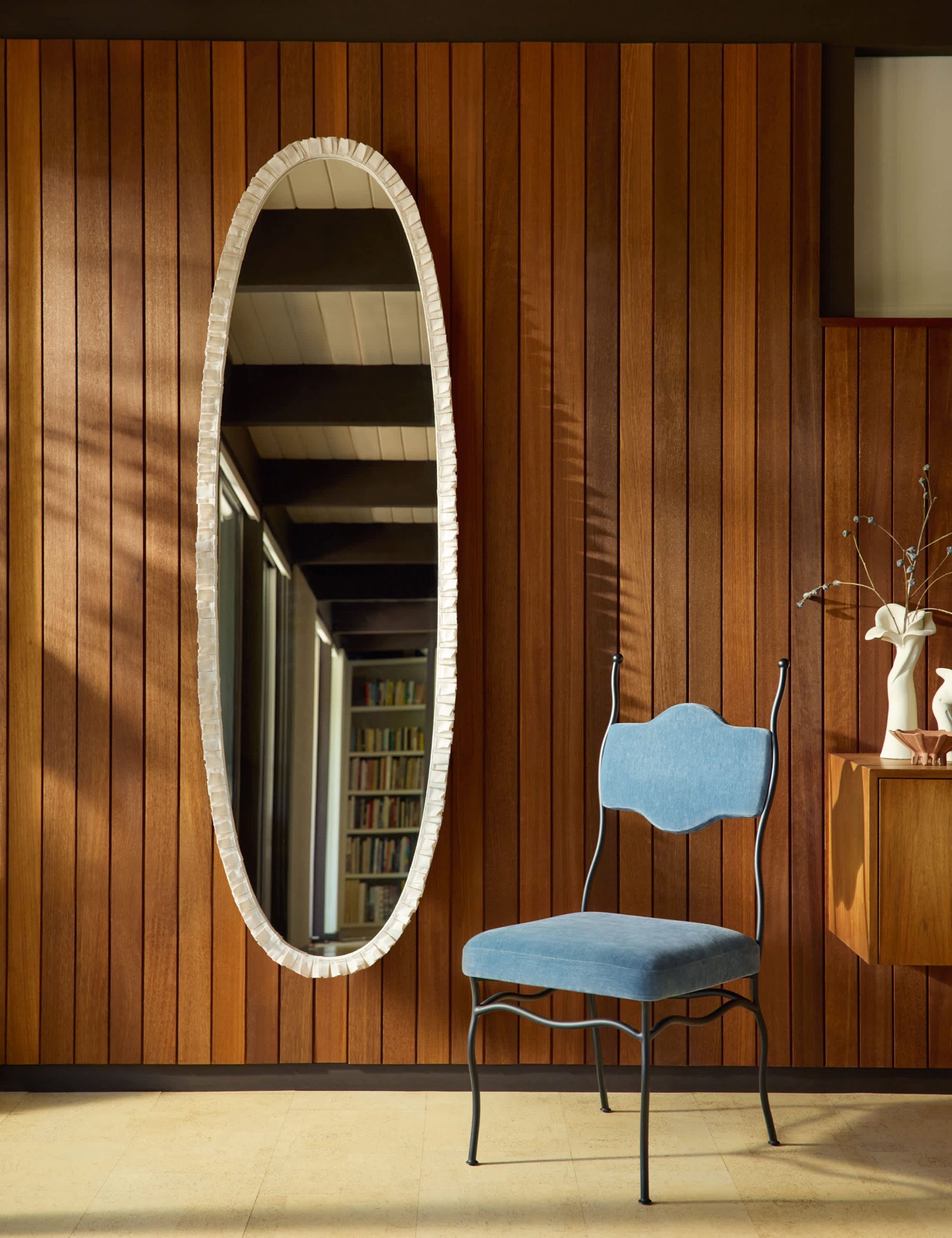 Lulu and Georgia Pleated Oval Full Length Mirror by Sarah Sherman Samuel