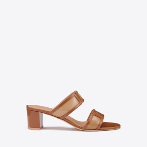 Malone Souliers Loulou 45 Brown Patent Leather PVC Sandals