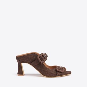 Malone Souliers Kimberly 70 Dark Brown Raffia Sandals