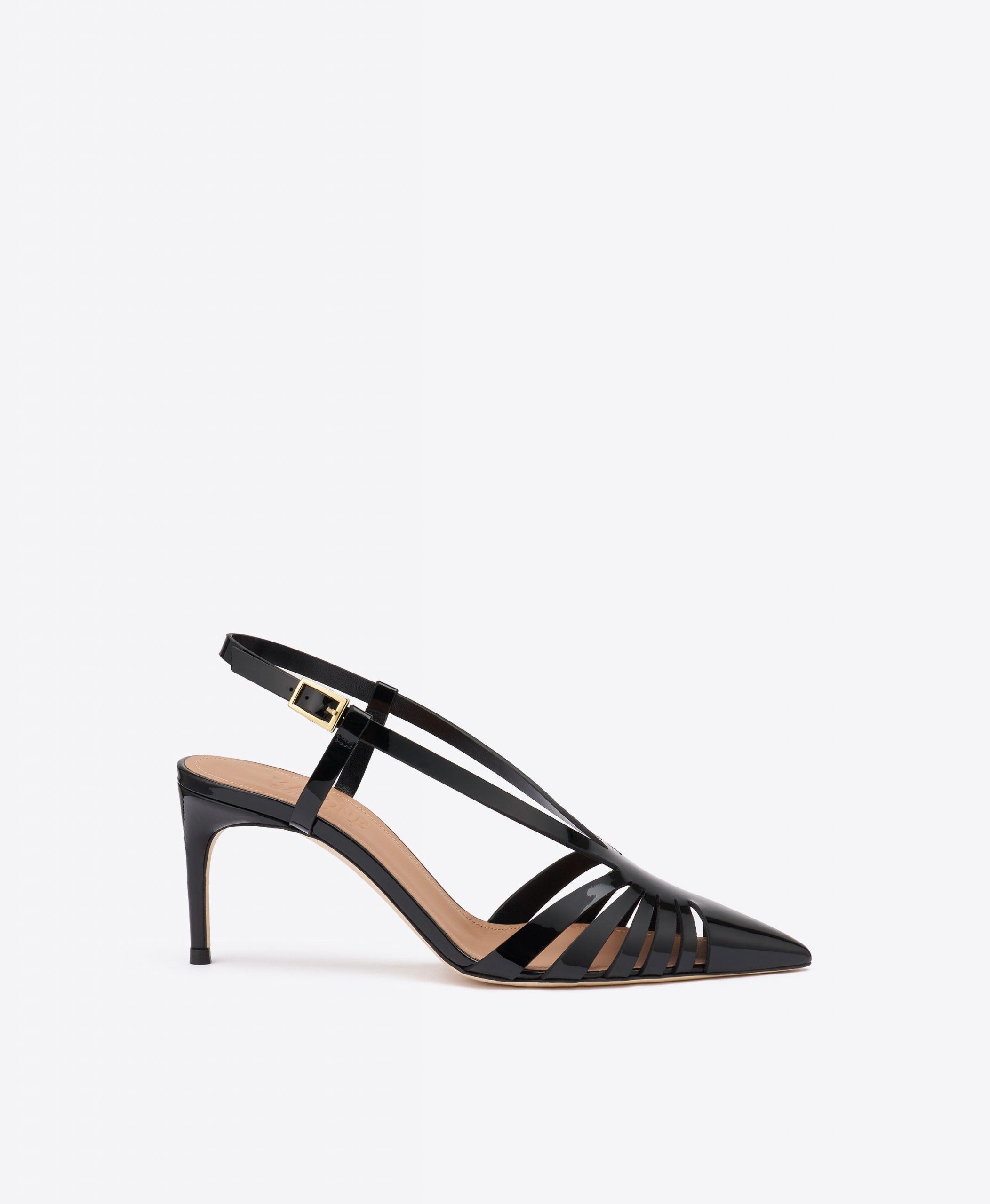 Malone Souliers Janette 70 Black Patent Slingback Pumps