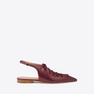 Malone Souliers Alia Burgundy Leather Flat Slingbacks