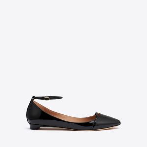 Malone Souliers Mary Black Patent Flat Pumps