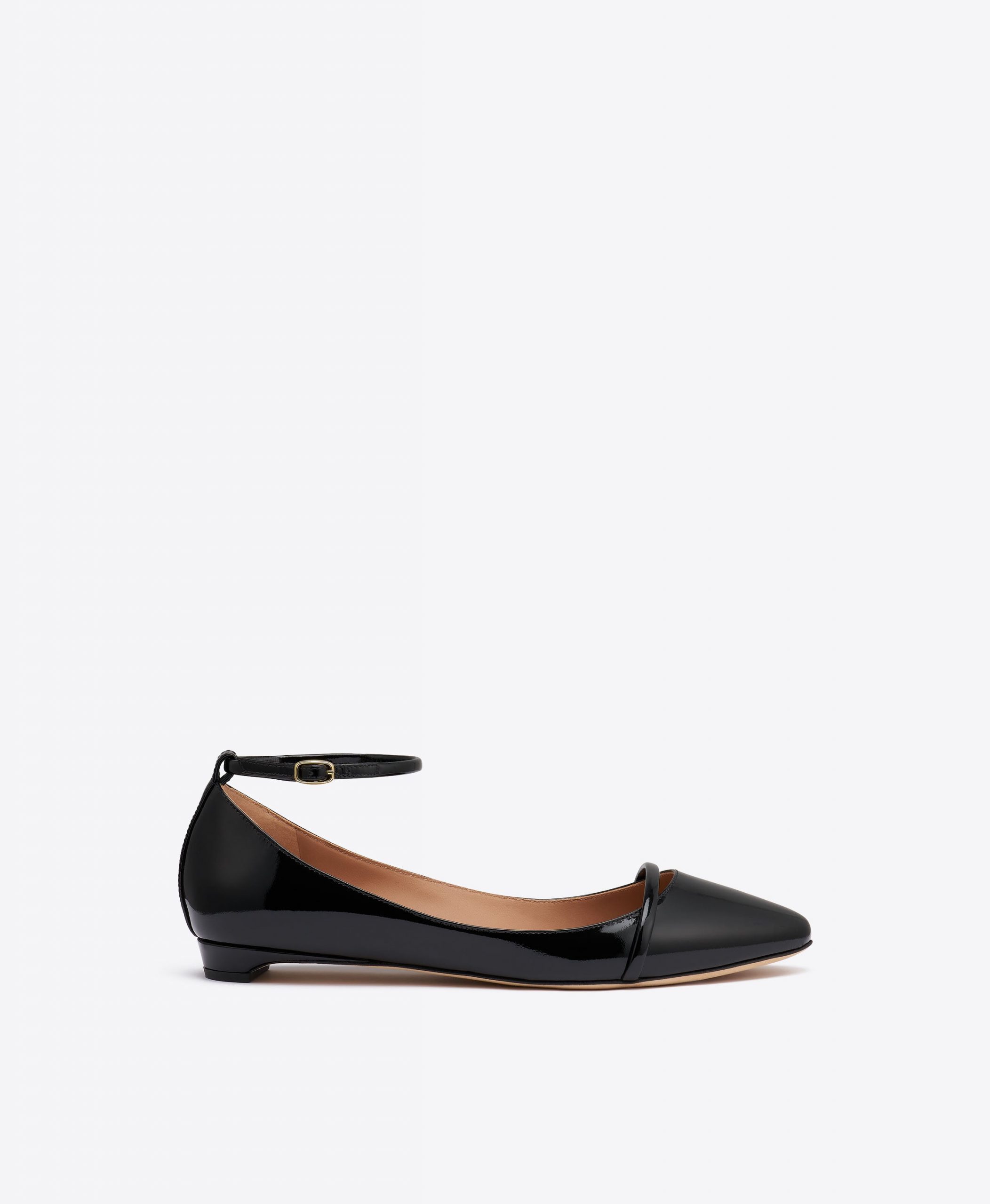Malone Souliers Mary Black Patent Flat Pumps