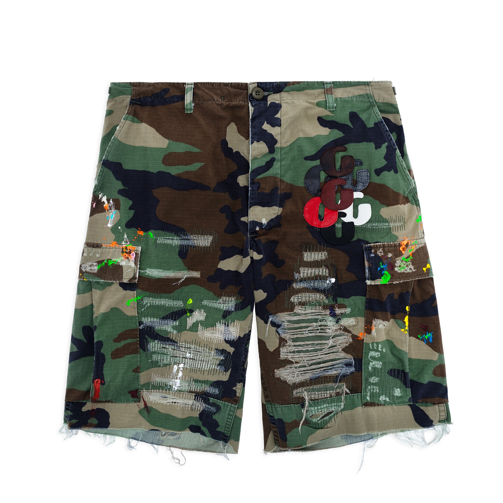 Gallery Dept G PATCH WOODLAND CAMO CARGO SHORTS