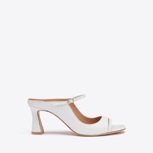 Malone Souliers Rania 70 White Leather Block Heel Sandals