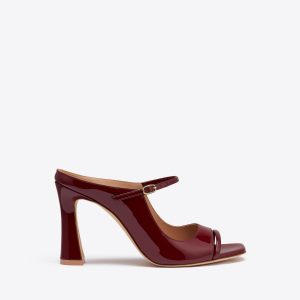 Malone Souliers Rania 90 Red Patent Leather Block Heel Sandals