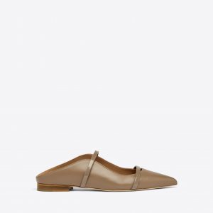 Malone Souliers Maureen Taupe Leather Flat Mules