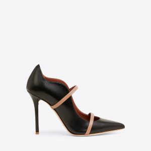 Malone Souliers Maureen 100 Black & Blush Leather Pumps