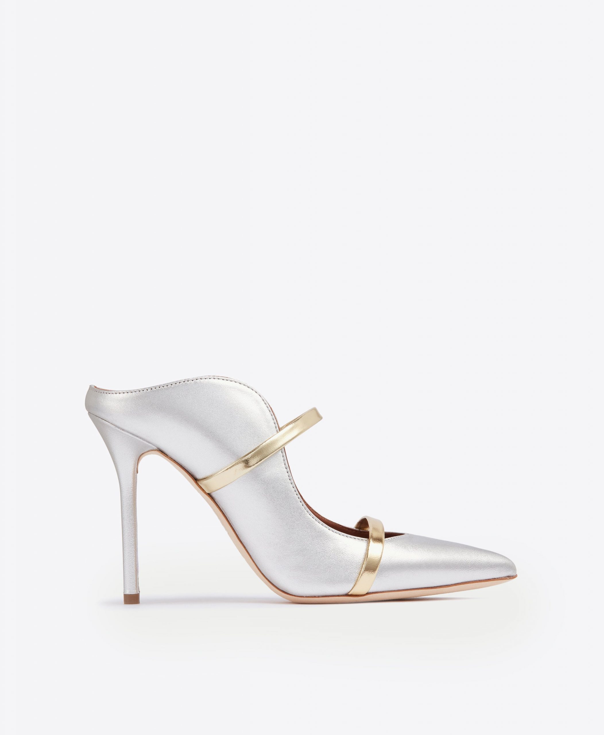 Malone Souliers Maureen 100 Silver & Gold Leather Mules
