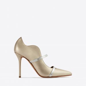 Malone Souliers Maureen 100 Gold & Silver Leather Pumps