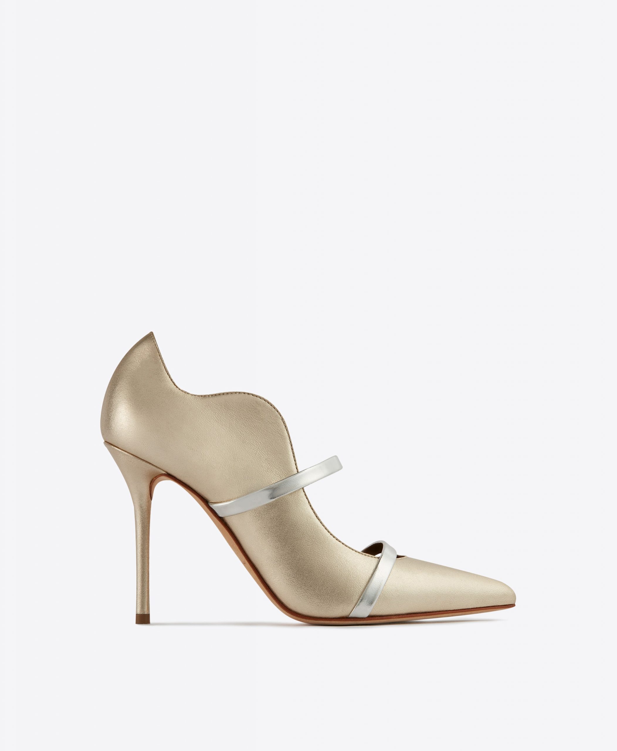 Malone Souliers Maureen 100 Gold & Silver Leather Pumps