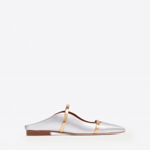 Malone Souliers Maureen Silver & Gold Leather Flat Mules