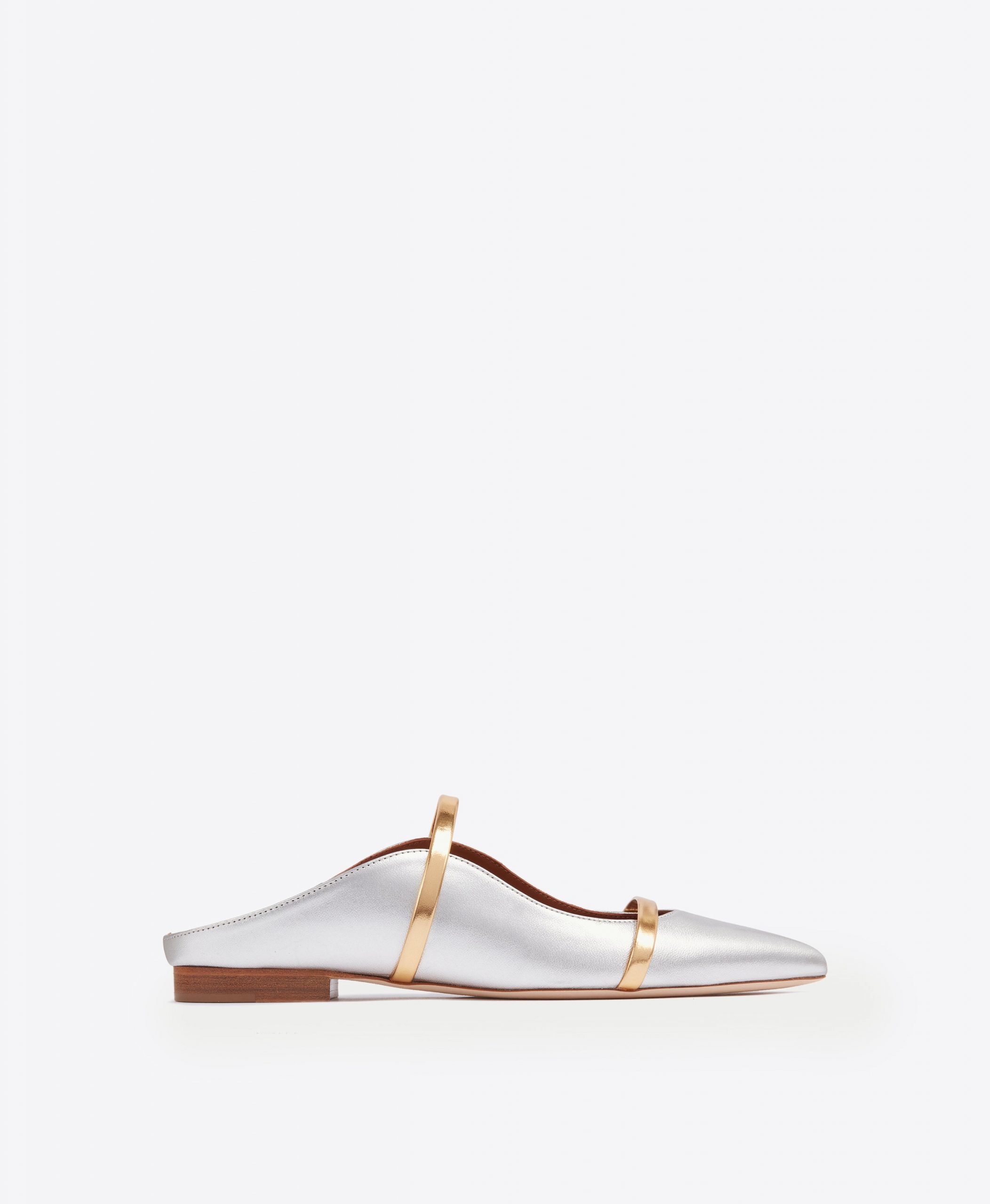 Malone Souliers Maureen Silver & Gold Leather Flat Mules