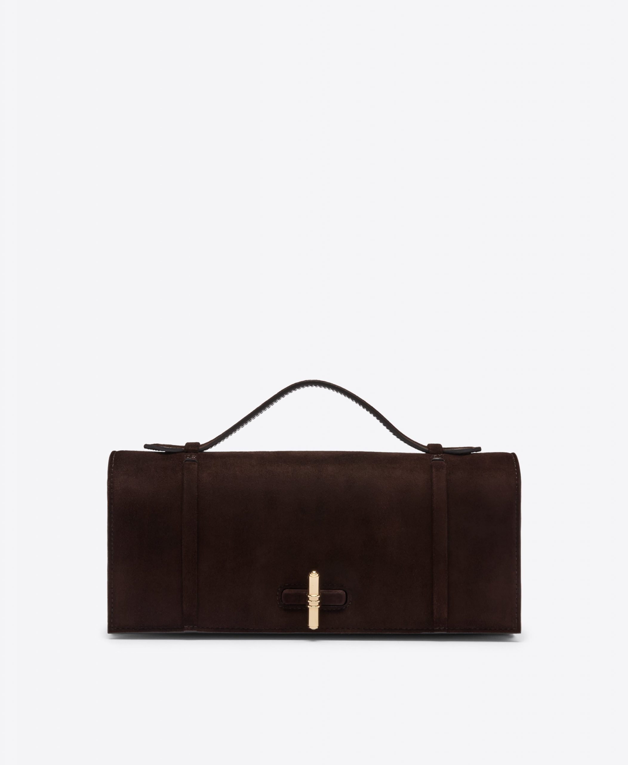 Malone Souliers May Dark Brown Suede Clutch Bag