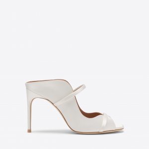Malone Souliers Noah 90 White Satin Heeled Sandals