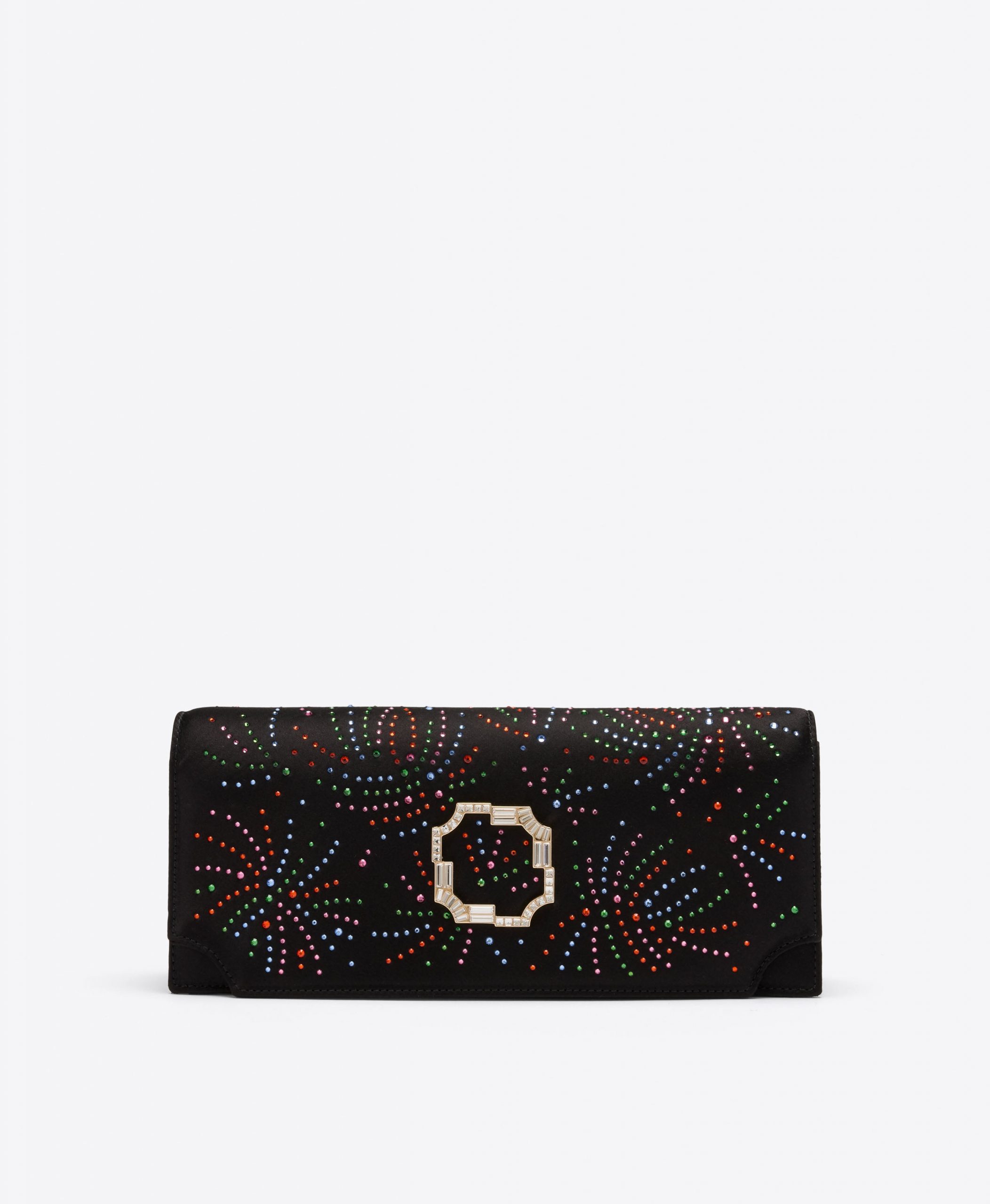 Malone Souliers Vivien Black Crystal-Embellished Satin Clutch Bag