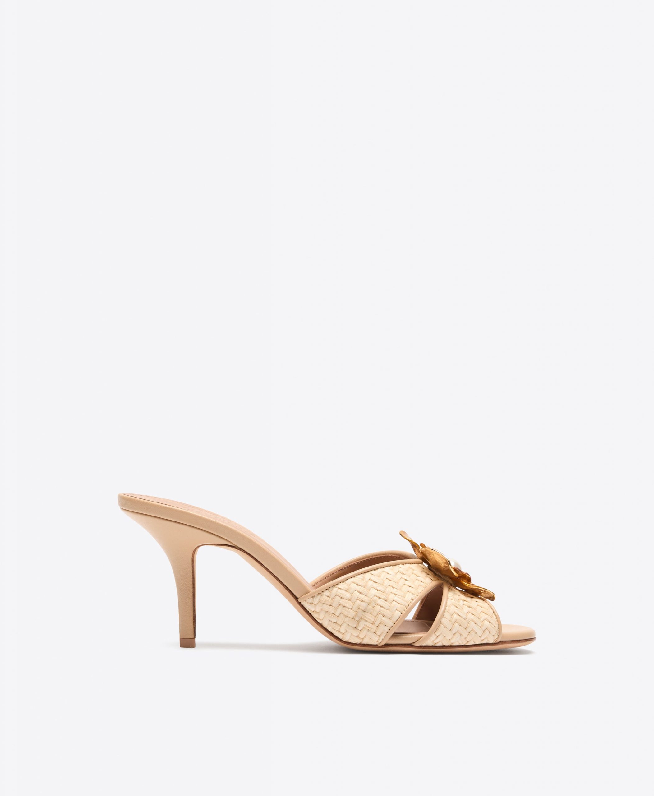 Malone Souliers Suri 70 Buff Raffia Heeled Sandals