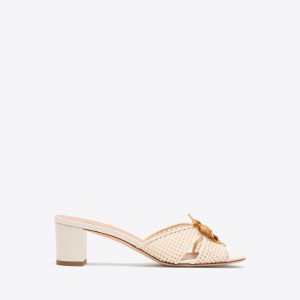 Malone Souliers Suri 45 White Square Mesh Heeled Sandals