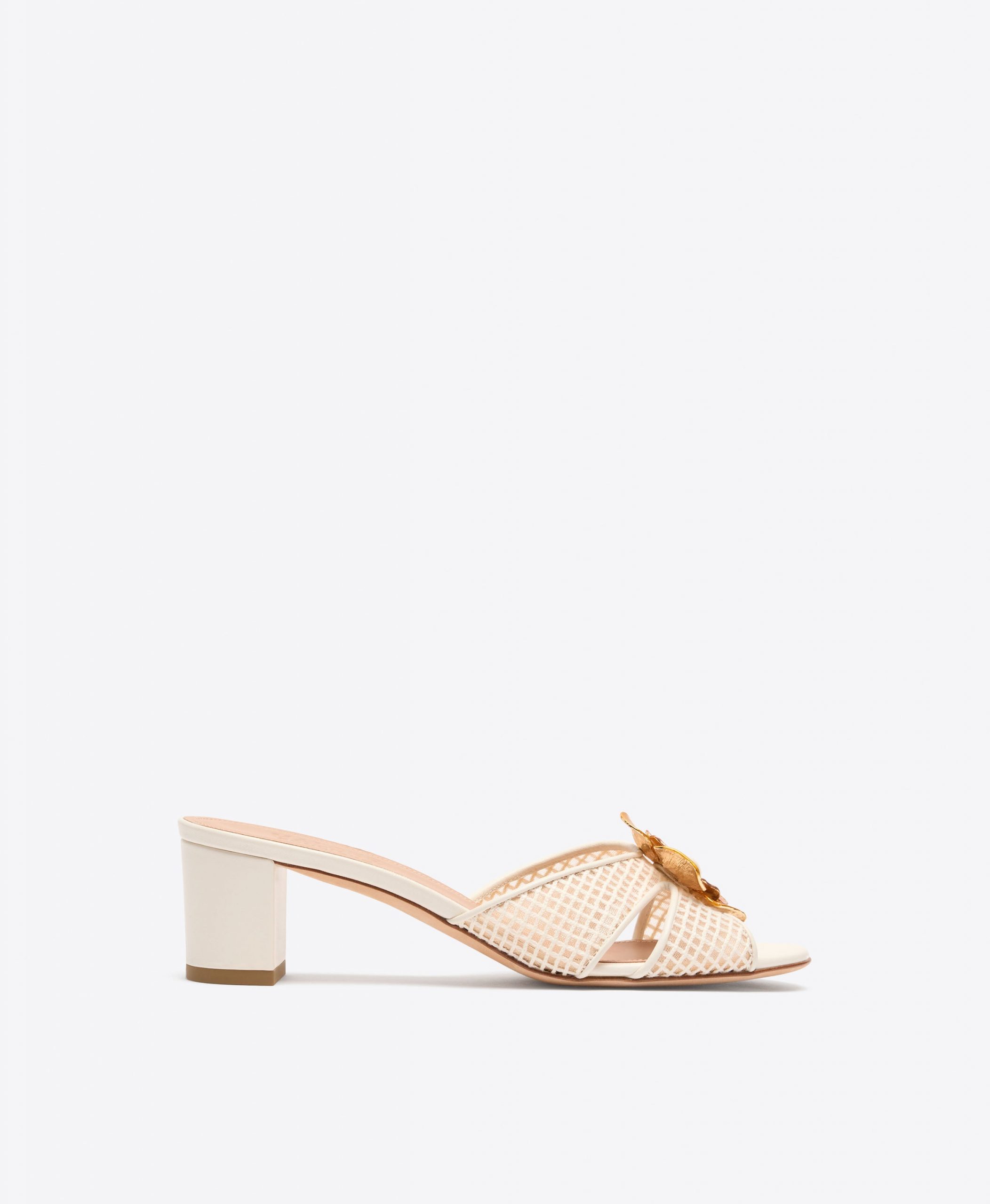 Malone Souliers Suri 45 White Square Mesh Heeled Sandals