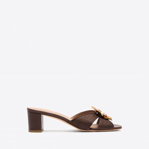 Malone Souliers Suri 45 Dark Brown Raffia Heeled Sandals