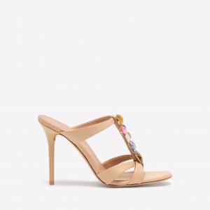Malone Souliers Simi 100 Buff Jewelled Heeled Sandals