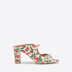 Malone Souliers Norah 70 Red Tulip Print Canvas Heeled Sandals