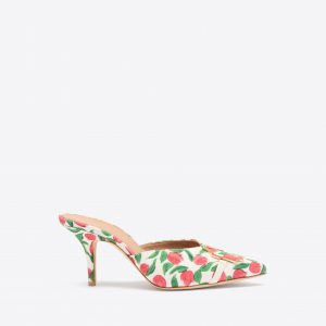 Malone Souliers Missy 70 Red Tulip Print Canvas Heeled Mules