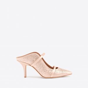 Malone Souliers Maureen 70 Pink Crystal-Embellished Satin Mules