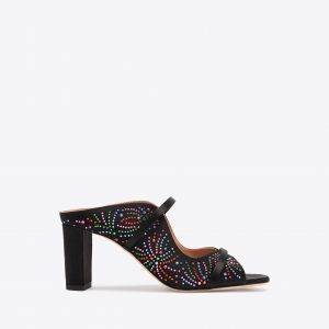 Malone Souliers Norah 70 Black Multicolour Crystal-Embellished Satin Sandals