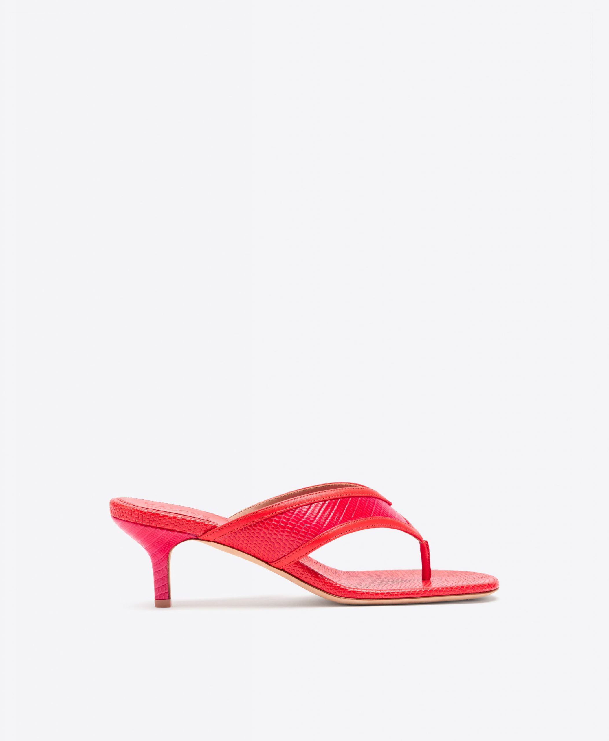 Malone Souliers Koko 45 Orange & Pink Embossed Leather Thong Sandals