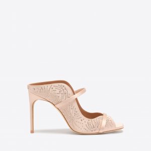 Malone Souliers Noah 90 Pink Crystal-Embellished Satin Heeled Sandals