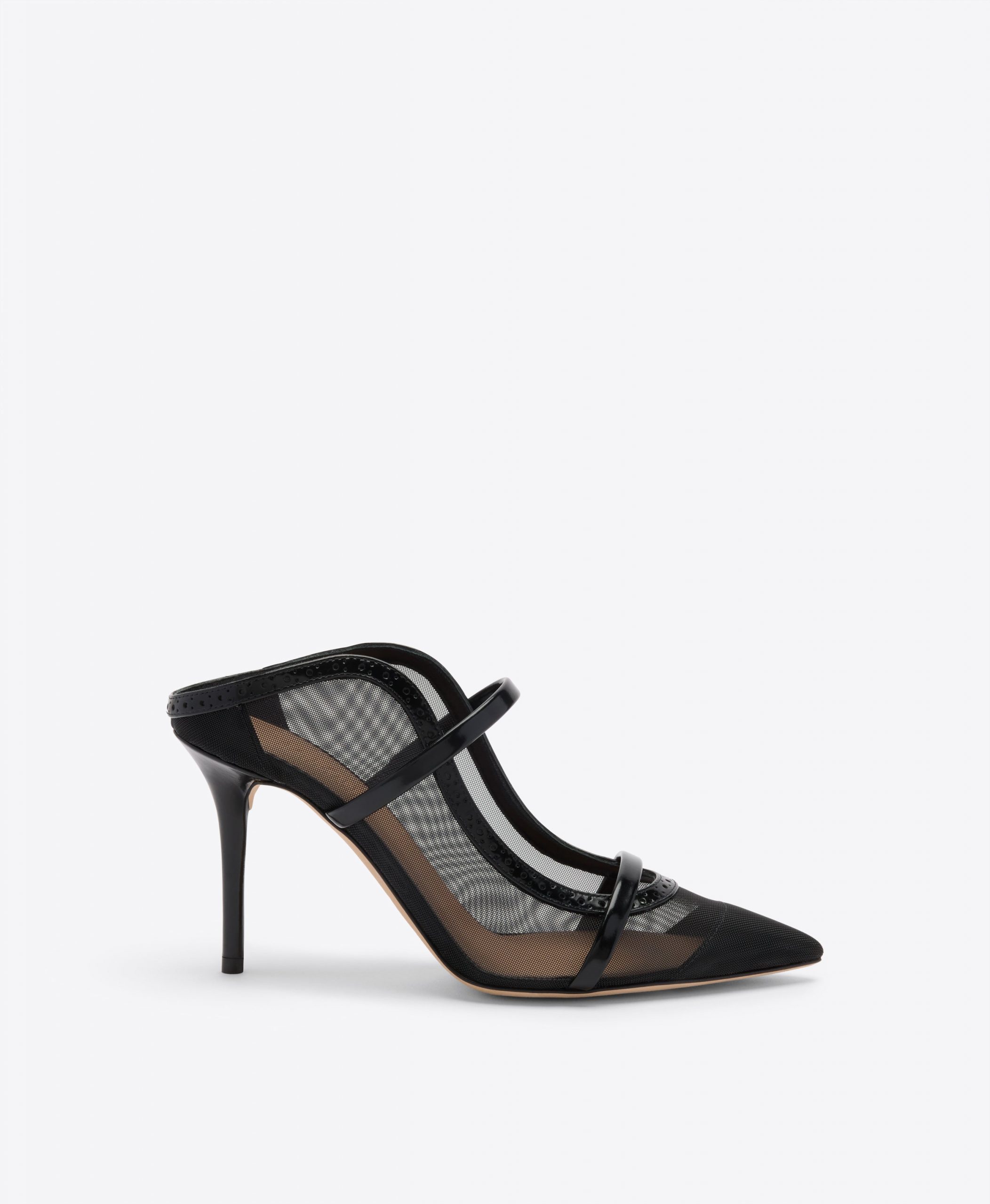 Malone Souliers Maureen 85 Black Mesh Heeled Mules