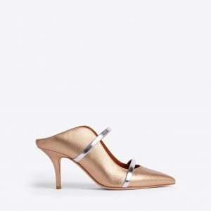 Malone Souliers Maureen 70 Gold & Silver Leather Mules