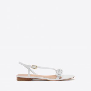 Malone Souliers Serra White Leather Flat Sandals