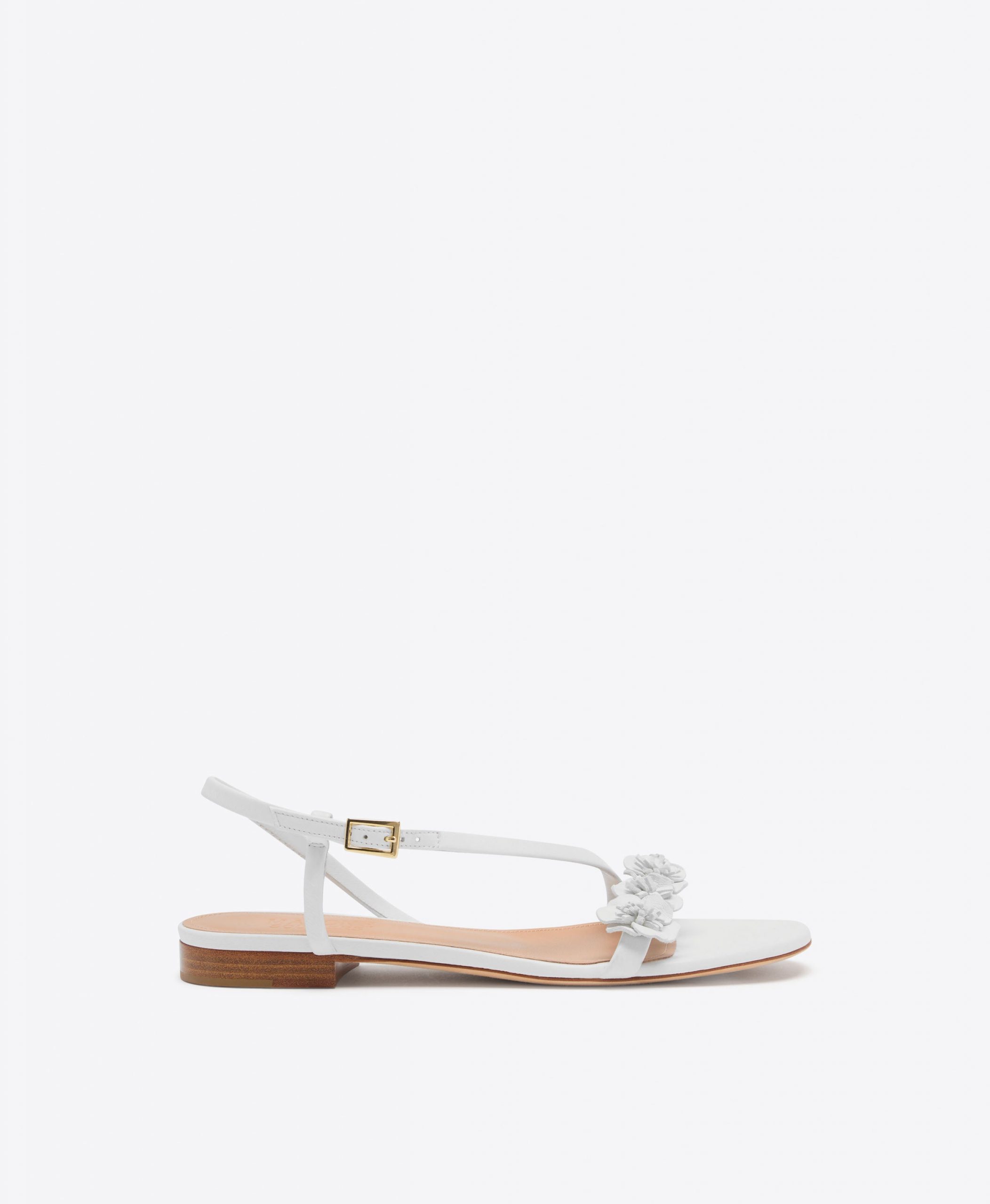 Malone Souliers Serra White Leather Flat Sandals