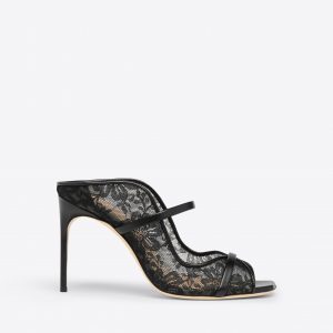Malone Souliers Noah 90 Black Lace Heeled Sandals