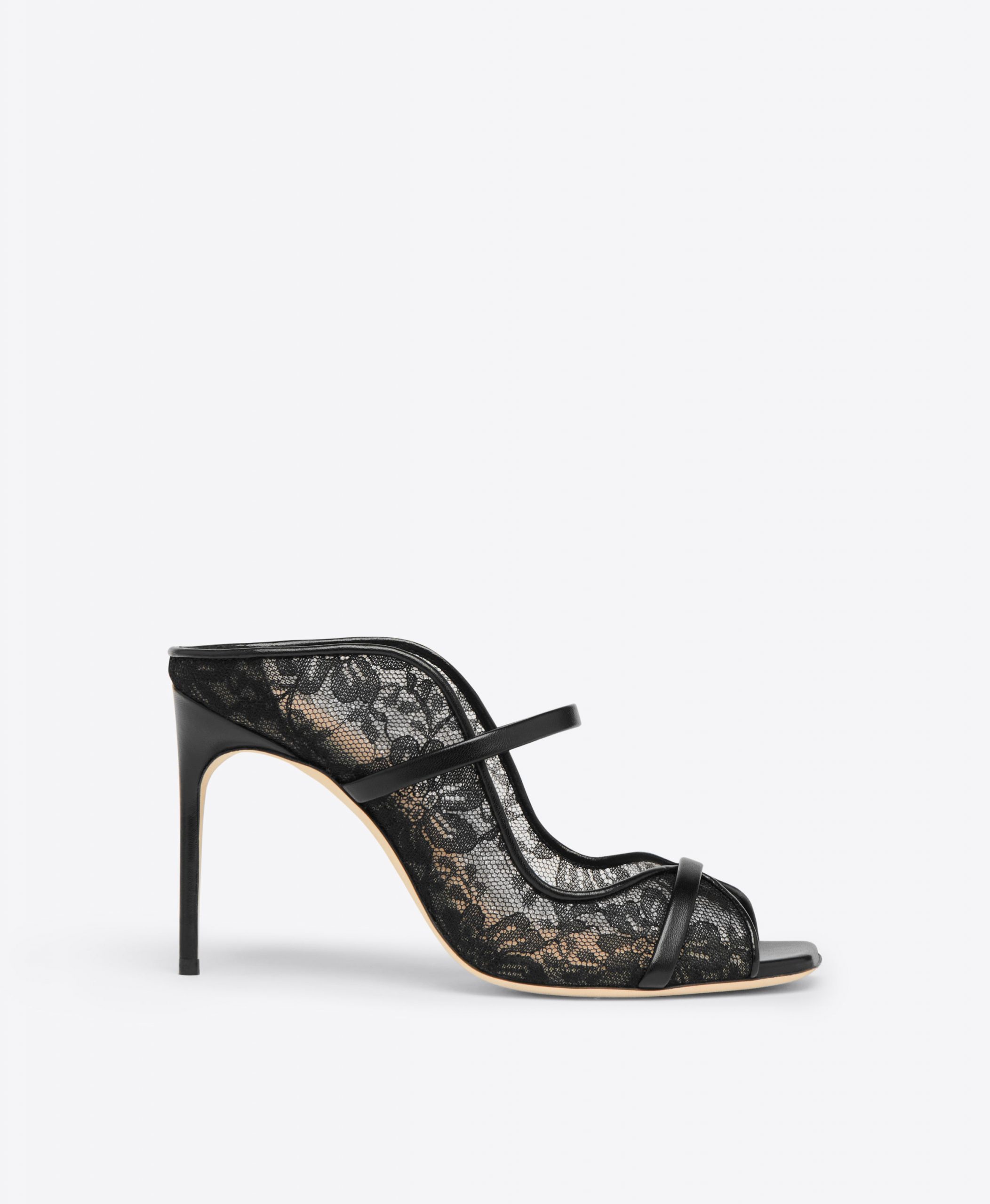 Malone Souliers Noah 90 Black Lace Heeled Sandals