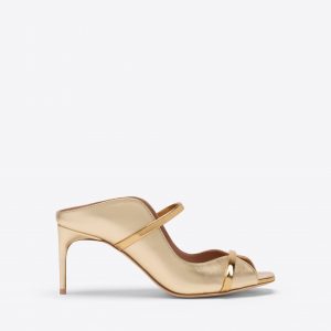 Malone Souliers Noah 70 Gold Metallic Leather Sandals