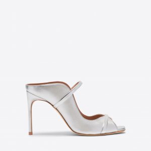 Malone Souliers Noah 90 Silver Metallic Leather Sandals
