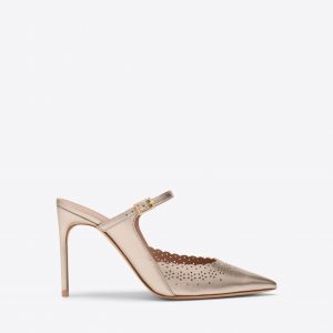 Malone Souliers Bardot 90 Champagne Broderie Anglaise Mules